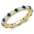 thumbnail image 1 of Dazzlingrock Collection 1.00 Carat (ctw) 14K Round Blue & White Diamond Ladies Eternity Wedding Ring Band, Yellow Gold, Size 7, 1 of 1