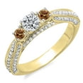 thumbnail image 1 of Dazzlingrock Collection 1.00 Carat (ctw) 14K Round Champagne & White Diamond Bridal Engagement Ring 1 CT, Yellow Gold, Size 8, 1 of 1