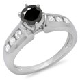 thumbnail image 1 of Dazzlingrock Collection 1.00 Carat (ctw) 14K Round Cut Black & White Diamond Bridal Engagement Ring 1 CT, White Gold, Size 9, 1 of 1