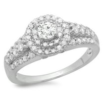 Dazzlingrock Collection 1.00 Carat (ctw) 14K Round Cut Diamond Vintage Bridal Halo Engagement Ring 1 CT, White Gold, Size 9