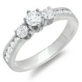 thumbnail image 1 of Dazzlingrock Collection 1.00 Carat (ctw) 14K Round Diamond 3 stone Ladies Engagement Bridal Ring 1 CT, White Gold, Size 6, 1 of 1