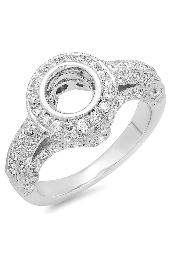 Collection 1.00 Carat (ctw) 14K Round Diamond Bridal Semi Mount Engagement Ring 1 CT, White Gold, Size 6