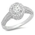 thumbnail image 1 of Dazzlingrock Collection 1.00 Carat (ctw) 14K Round Diamond Bridal Vintage Halo Style Engagement Ring 1 CT, White Gold, Size 6, 1 of 1