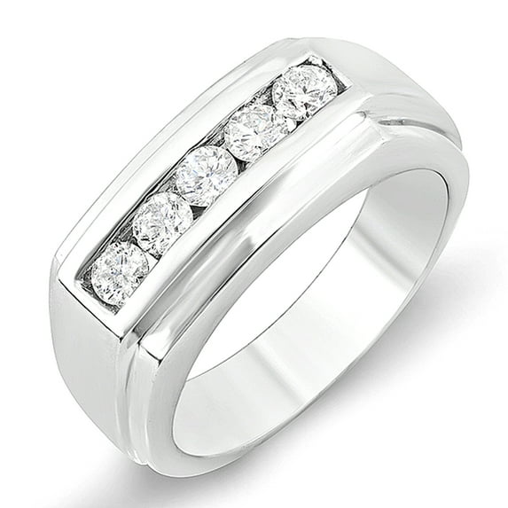 Dazzlingrock Collection 1.00 Carat (ctw) 14K Round Diamond Channel Mens Ring 1 CT, White Gold, Size 9.5