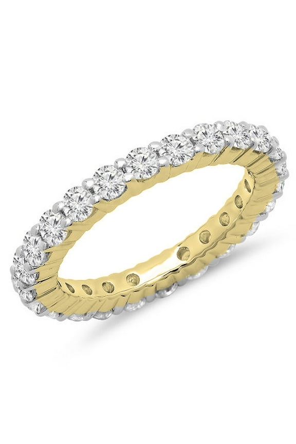 Collection 1.00 Carat (ctw) 14K Round Diamond Eternity Wedding Anniversary Stackable Band, Yellow Gold, Size 9