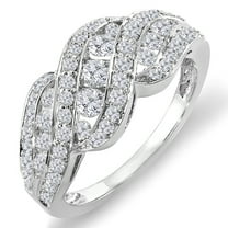 Dazzlingrock Collection 1.00 Carat (ctw) 14K Round Diamond Ladies Cocktail Right Hand Ring 1 CT, White Gold, Size 8.5