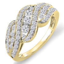 Dazzlingrock Collection 1.00 Carat (ctw) 14K Round Diamond Ladies Cocktail Right Hand Ring 1 CT, Yellow Gold, Size 5