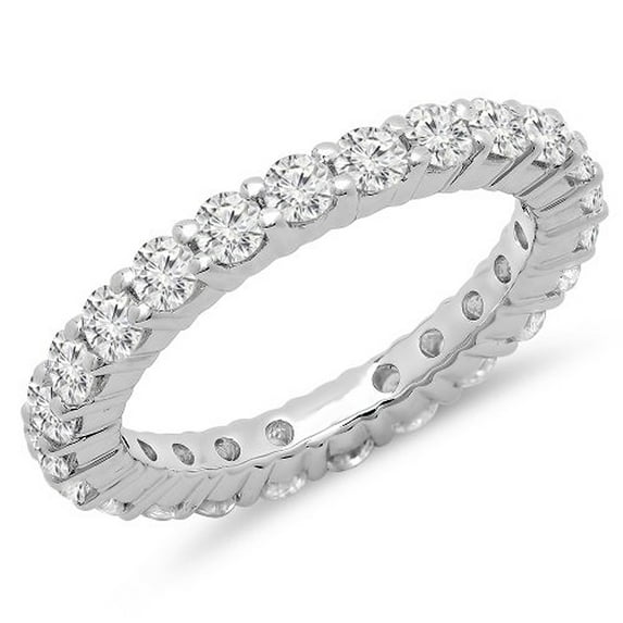 Dazzlingrock Collection 1.00 Carat (ctw) 14K Round Diamond Ladies Eternity Anniversary Stackable Ring Band, White Gold, Size 6