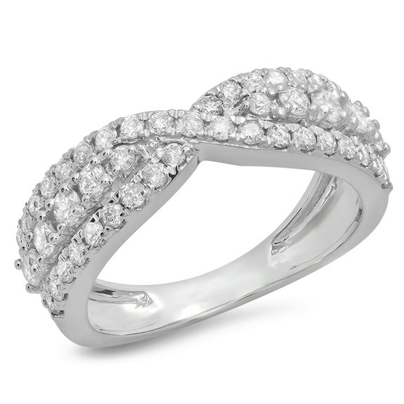 Dazzlingrock Collection 1.00 Carat (ctw) 14K Round Diamond Ladies Fashion Cocktail Right Hand Ring 1 CT, White Gold, Size 7.5