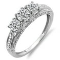 thumbnail image 1 of Dazzlingrock Collection 1.00 Carat (ctw) 14K Round Diamond Ladies Vintage 3 Stone Engagement Ring 1 CT, White Gold, Size 5.5, 1 of 6