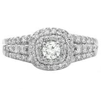 Dazzlingrock Collection 1.00 Carat (ctw) 14K Round Diamond Ladies Vintage Bridal Halo Engagement Ring 1 CT, White Gold, Size 5.5