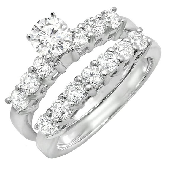 Dazzlingrock Collection 1.00 Carat (ctw) 14K Round Diamond Semi Mount Bridal Engagement Ring Set 1 CT, White Gold, Size 5.5