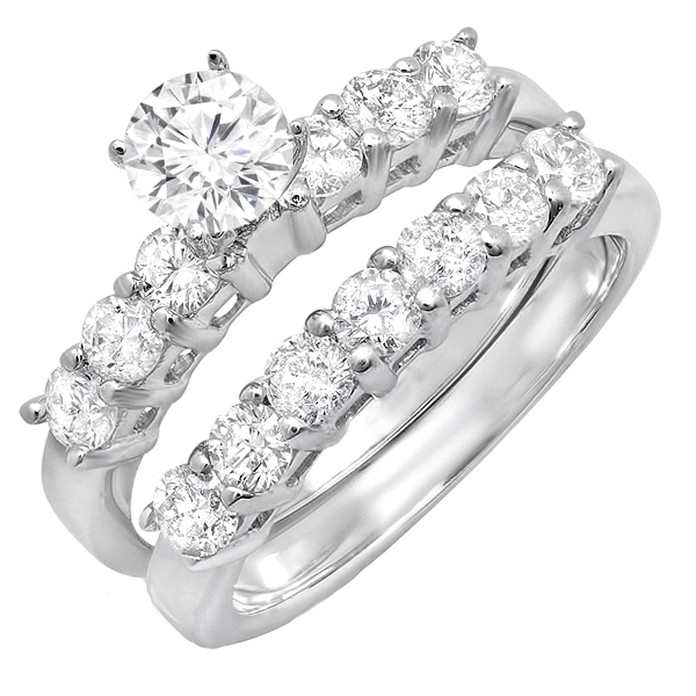 Dazzlingrock Collection 1.00 Carat ctw 14K Round Diamond Semi Mount Bridal Engagement Ring Set 1 CT White Gold Size 8 Walmart