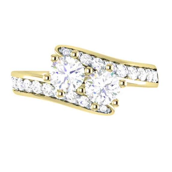 Dazzlingrock Collection 1.00 Carat (ctw) 14K Round Diamond Two Stone Bridal Engagement Ring 1 CT, Yellow Gold, Size 4