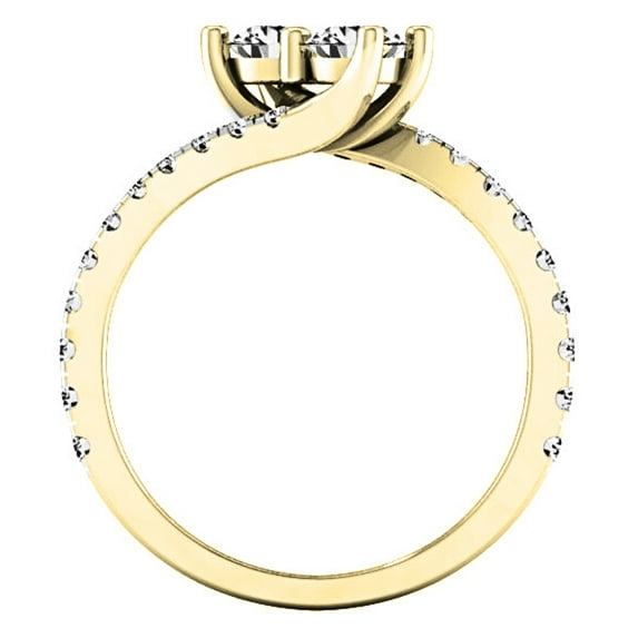 Dazzlingrock Collection 1.00 Carat (ctw) 14K Round Diamond Two Stone Bridal Engagement Ring 1 CT, Yellow Gold, Size 5