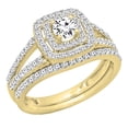 thumbnail image 1 of Dazzlingrock Collection 1.00 Carat (ctw) 14K Round White Diamond Halo Engagement Ring Set 1 CT, Yellow Gold, Size 6, 1 of 1