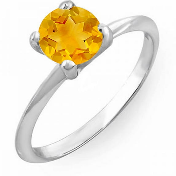 Dazzlingrock Collection 1.00 Carat (ctw) 14K Round Yellow Citrine Bridal Engagement Solitaire Ring 1 CT, White Gold, Size 9