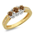 thumbnail image 1 of Dazzlingrock Collection 1.00 Carat (ctw) 14K Two Tone Gold White & Champagne Diamond 3 Stone Engagement Ring 1 CT, Size 8.5, 1 of 1