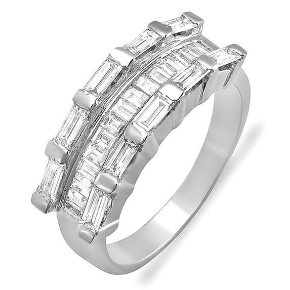 Dazzlingrock Collection 1.00 Carat (ctw) 14k Baguette Diamond Ladies Anniversary Wedding Band Ring 1 CT, White Gold, Size 9