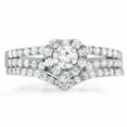 thumbnail image 1 of Dazzlingrock Collection 1.00 Carat (ctw) 14k Diamond Halo Bridal Ring Heart Shape Engagement Band Set 1 CT, White Gold, Size 9.5, 1 of 3