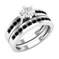 thumbnail image 1 of Dazzlingrock Collection 1.00 Carat (ctw) 14k Round Black & White Diamond Bridal Engagement Ring Set 1 CT, White Gold, Size 5, 1 of 5