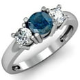 thumbnail image 1 of Dazzlingrock Collection 1.00 Carat (ctw) 14k Round Blue and White Diamond Ladies 3 Stone Bridal Engagement Ring 1 CT, White Gold, Size 7, 1 of 1