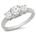thumbnail image 1 of Dazzlingrock Collection 1.00 Carat (ctw) 14k Round Cut Diamond Ladies 3 Stone Bridal Engagement Ring 1 CT, White Gold, Size 6, 1 of 1