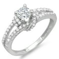 thumbnail image 1 of Dazzlingrock Collection 1.00 Carat (ctw) 14k Round Diamond Ladies Solitaire with Accents Split Shank Bridal Engagement Ring 1 CT, White Gold, Size 5.5, 1 of 1