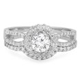 thumbnail image 1 of Dazzlingrock Collection 1.00 Carat (ctw) 14k Round Diamond Ladies Split Shank Halo Style Bridal Engagement Ring Set With Matching Band 1 CT, White Gold, Size 6.5, 1 of 4