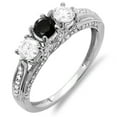 thumbnail image 1 of Dazzlingrock Collection 1.00 Carat (ctw) 14k Round White And Black Diamond Ladies Vintage Bridal 3 Stone Engagement Ring, White Gold, Size 5.5, 1 of 1