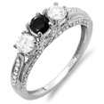 thumbnail image 1 of Dazzlingrock Collection 1.00 Carat (ctw) 14k Round White And Black Diamond Ladies Vintage Bridal 3 Stone Engagement Ring, White Gold, Size 5, 1 of 1