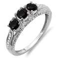 thumbnail image 1 of Dazzlingrock Collection 1.00 Carat (ctw) 14k Round White And Black Diamond Ladies Vintage Bridal 3 Stone Engagement Ring, White Gold, Size 6.5, 1 of 1