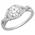 thumbnail image 1 of Dazzlingrock Collection 1.00 Carat (ctw) 18K Round White Diamond Swirl Split Shank Halo Engagement Ring, White Gold, Size 6.5, 1 of 4
