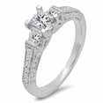 thumbnail image 1 of Dazzlingrock Collection 1.00 Carat (ctw) 18k Princess & Round 3 Stone Diamond Ladies Bridal Engagement Ring 1 CT, White Gold, Size 7, 1 of 4