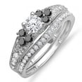 thumbnail image 1 of Dazzlingrock Collection 1.00 Carat (ctw) 18k Round Black & White Diamond Ladies Bridal Engagement Ring Set, White Gold, Size 9, 1 of 1