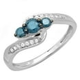 thumbnail image 1 of Dazzlingrock Collection 1.00 Carat (ctw) 18k Round Blue And White Diamond Swirl Engagement 3 Stone Ring, White Gold, Size 5, 1 of 1
