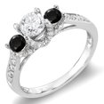 thumbnail image 1 of Dazzlingrock Collection 1.00 Carat (ctw) 18k Round White And Black Diamond 3 Stone Bridal Engagement Ring, White Gold, Size 9, 1 of 1