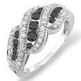 thumbnail image 1 of Dazzlingrock Collection 1.00 Carat (ctw) 18k White And Black Dimaond Ladies Cocktail Right Hand Ring 1 CT, White Gold, Size 5, 1 of 1