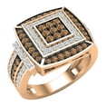 thumbnail image 1 of Dazzlingrock Collection 1.00 Carat (ctw) Round Champagne & White Diamond Bridal Right Hand Ring for Women in 14K Rose Gold, Size 9, 1 of 6
