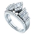 thumbnail image 1 of Dazzlingrock Collection 1.03 Carat (ctw) 14k Round & Baguette Cut White Diamond Bridal Fashion Wedding Ring Set 1 CT, White Gold, 1 of 1
