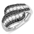thumbnail image 1 of Dazzlingrock Collection 1.05 Carat (ctw) 10k Black & White Round Diamond Ladies Cocktail Right Hand Ring 1 CT, White Gold, Size 8, 1 of 1