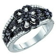 thumbnail image 1 of Dazzlingrock Collection 1.05 Carat (ctw) 10k Round Black & White Diamond Ladies Cluster Flower Right Hand Ring, White Gold, 1 of 1