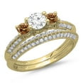 thumbnail image 1 of Dazzlingrock Collection 1.05 Carat (ctw) 14K Champagne & White Diamond 3 Stone Engagement Ring Set 1 CT, Yellow Gold, Size 5.5, 1 of 1