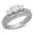 thumbnail image 1 of Dazzlingrock Collection 1.05 Carat (ctw) 14K Round Diamond Ladies 3 Stone Bridal Engagement Ring Set 1 CT, White Gold, Size 6, 1 of 4