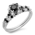 thumbnail image 1 of Dazzlingrock Collection 1.10 Carat (ctw) 14K Black And White Diamond Bridal Halo Engagement Ring Set 1 CT, White Gold, Size 8.5, 1 of 4