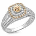 thumbnail image 1 of Dazzlingrock Collection 1.10 Carat (ctw) 14K Champagne & White Diamond Bridal Halo Engagement Ring 1 CT, White Gold, Size 8.5, 1 of 1
