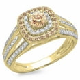thumbnail image 1 of Dazzlingrock Collection 1.10 Carat (ctw) 14K Champagne & White Diamond Bridal Halo Engagement Ring 1 CT, Yellow Gold, Size 5, 1 of 1