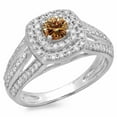 thumbnail image 1 of Dazzlingrock Collection 1.10 Carat (ctw) 14K Champagne & White Diamond Vintage Halo Engagement Ring 1 CT, White Gold, Size 9, 1 of 1
