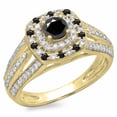 thumbnail image 1 of Dazzlingrock Collection 1.10 Carat (ctw) 14K Round Black & White Diamond Vintage Bridal Halo Ring 1 CT, Yellow Gold, Size 9.5, 1 of 1