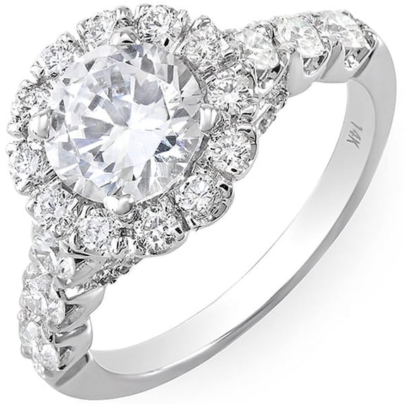 Dazzlingrock Collection 1.10 Carat (ctw) 14K Round Diamond Cluster Semi Mount Engagement Bridal Ring, White Gold, Size 8.5